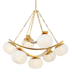 Duxbury Chandelier 43.75" in aged brass — a Hudson Valley chandelier for dining rooms, entries, and living rooms at Laurie Yapp Home.