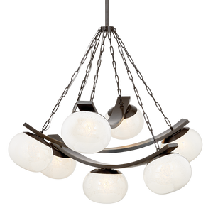 Duxbury Chandelier 43.75" in dark bronze shown from a second angle to highlight the frame, arms, and shade detail.