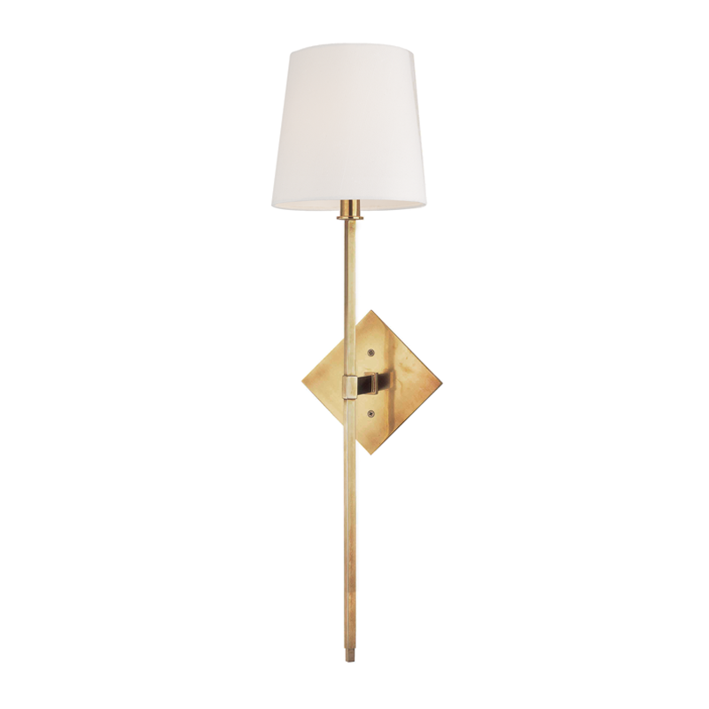 Cortland Wall Sconce in aged brass — a Hudson Valley wall sconce for bathrooms, hallways, and living rooms at Laurie Yapp Home.