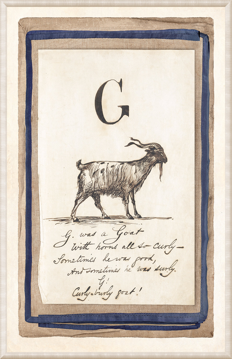 Edward’s Alphabet – G, C. 1857 wall art featuring a goat illustration with the letter G.