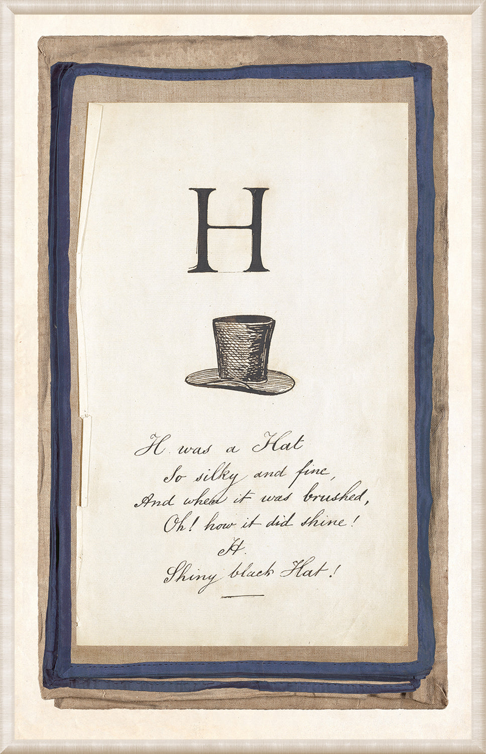 Edward’s Alphabet – H, C. 1857 wall art featuring the letter H and a black hat illustration.