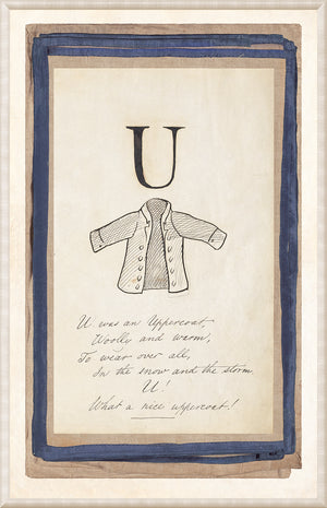 Edward’s Alphabet – U, C. 1857 wall art featuring the letter U and an illustration of a coat.
