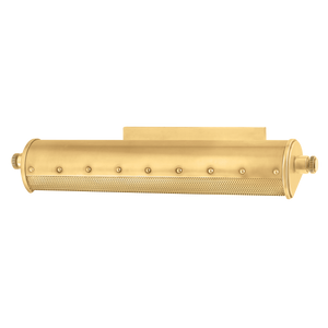 Gaines Picture Light 18.25" in aged brass — a Hudson Valley picture light for gallery walls and reading nooks at Laurie Yapp Home.