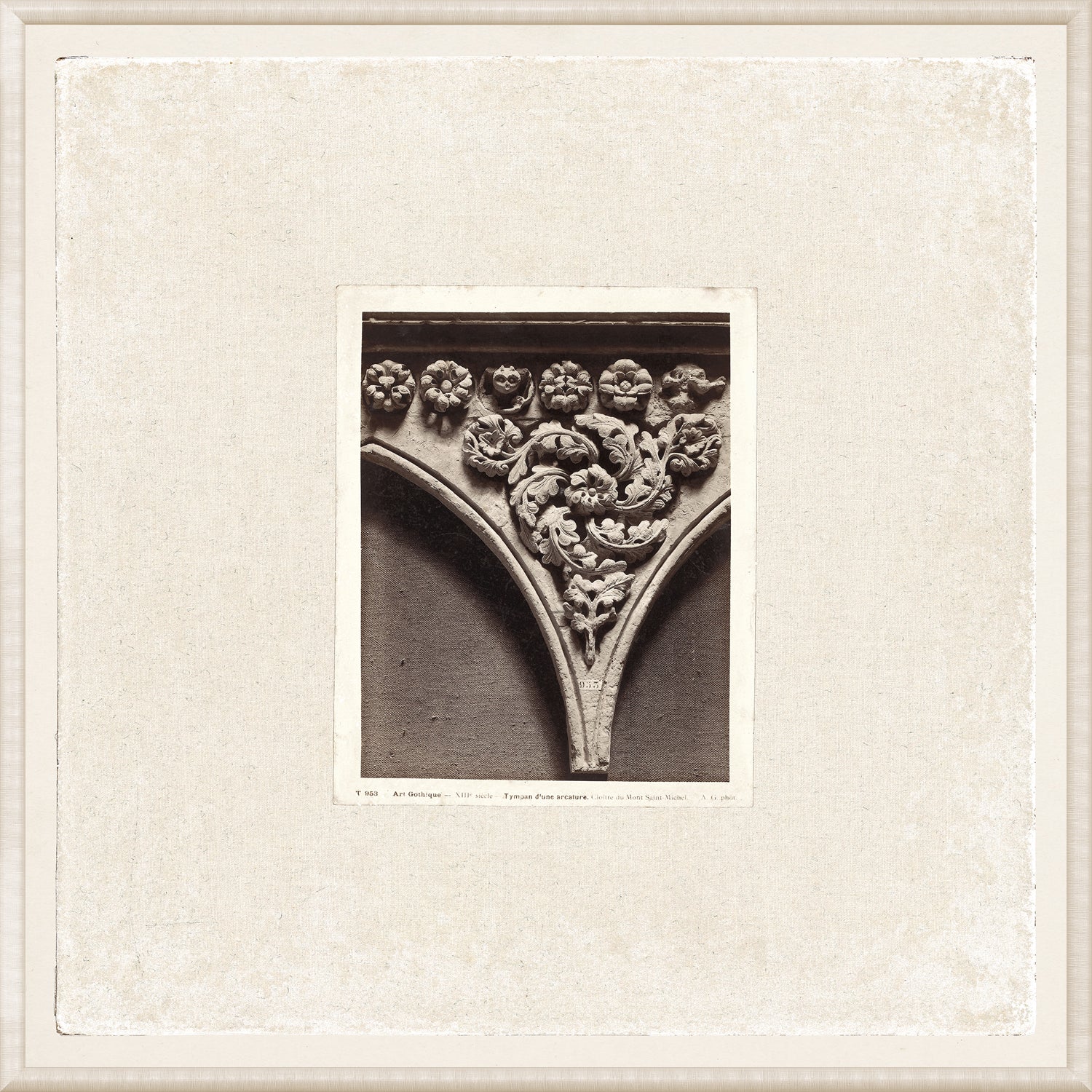 Gothic Details II wall art featuring intricate floral stone carvings in a vintage style.