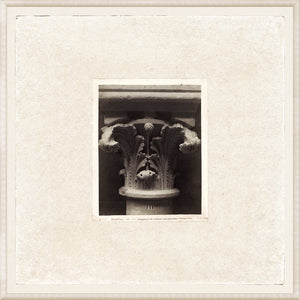 Gothic Details III wall art featuring a detailed stone column capital with ornate leaf patterns.