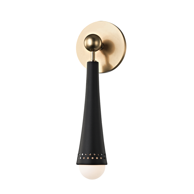 Tupelo Wall Sconce in aged brass — a Hudson Valley wall sconce for bathrooms, hallways, and living rooms at Laurie Yapp Home.