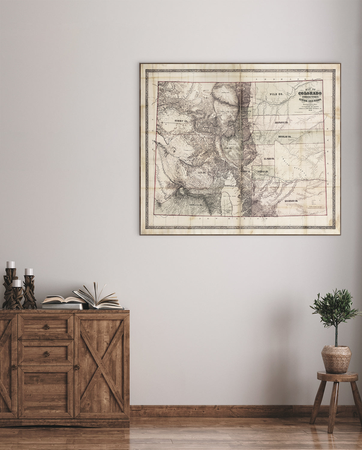 angle view of Map - Colorado Territory 1862 luxury Artwork