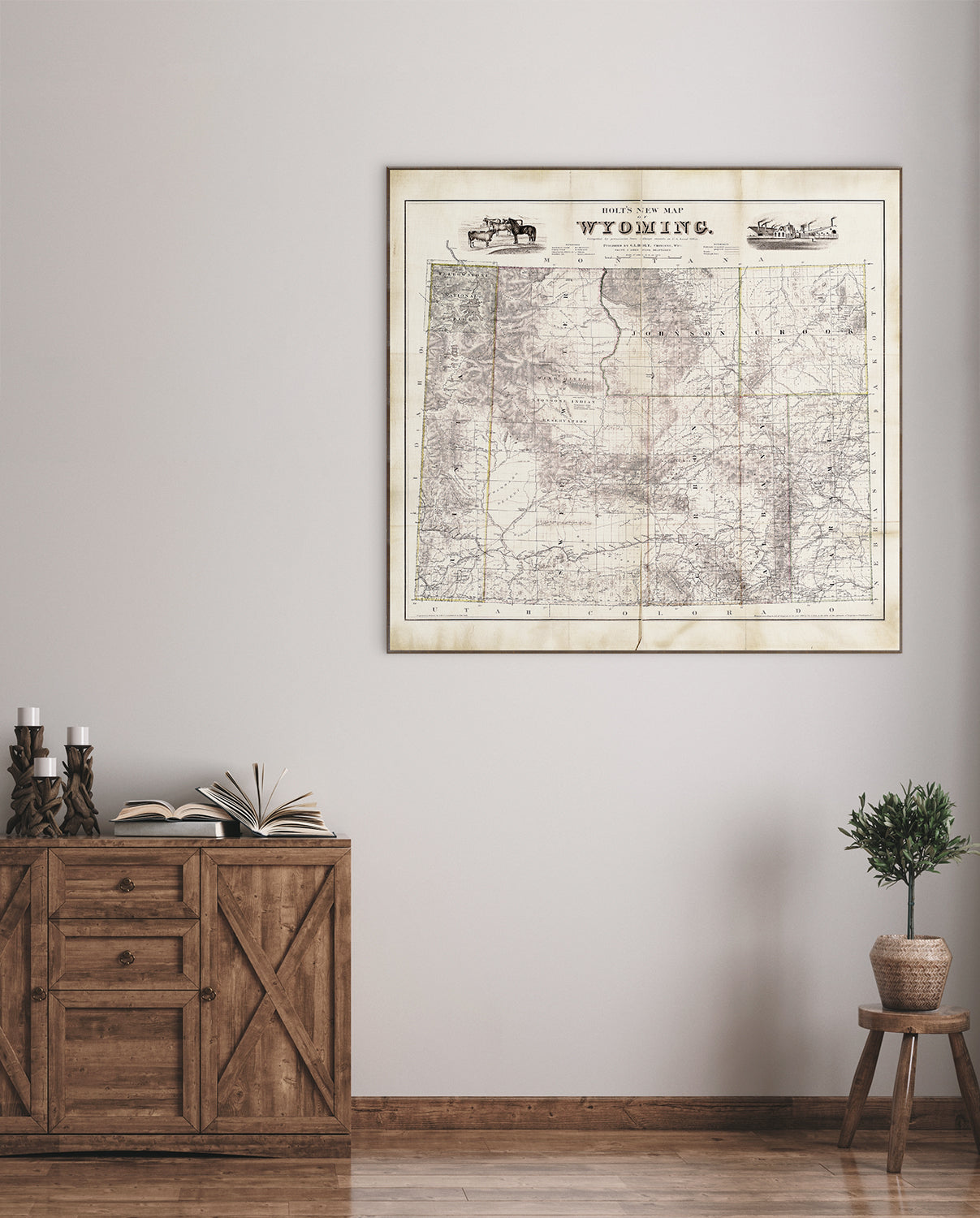 Map - Wyoming, 1885 — architecture and travel fine art print in neutral tones at Laurie Yapp Home