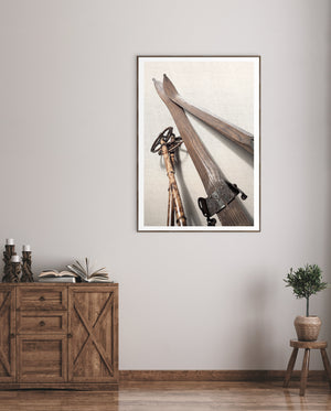 angle view of Vintage Ski Equipment luxury Artwork