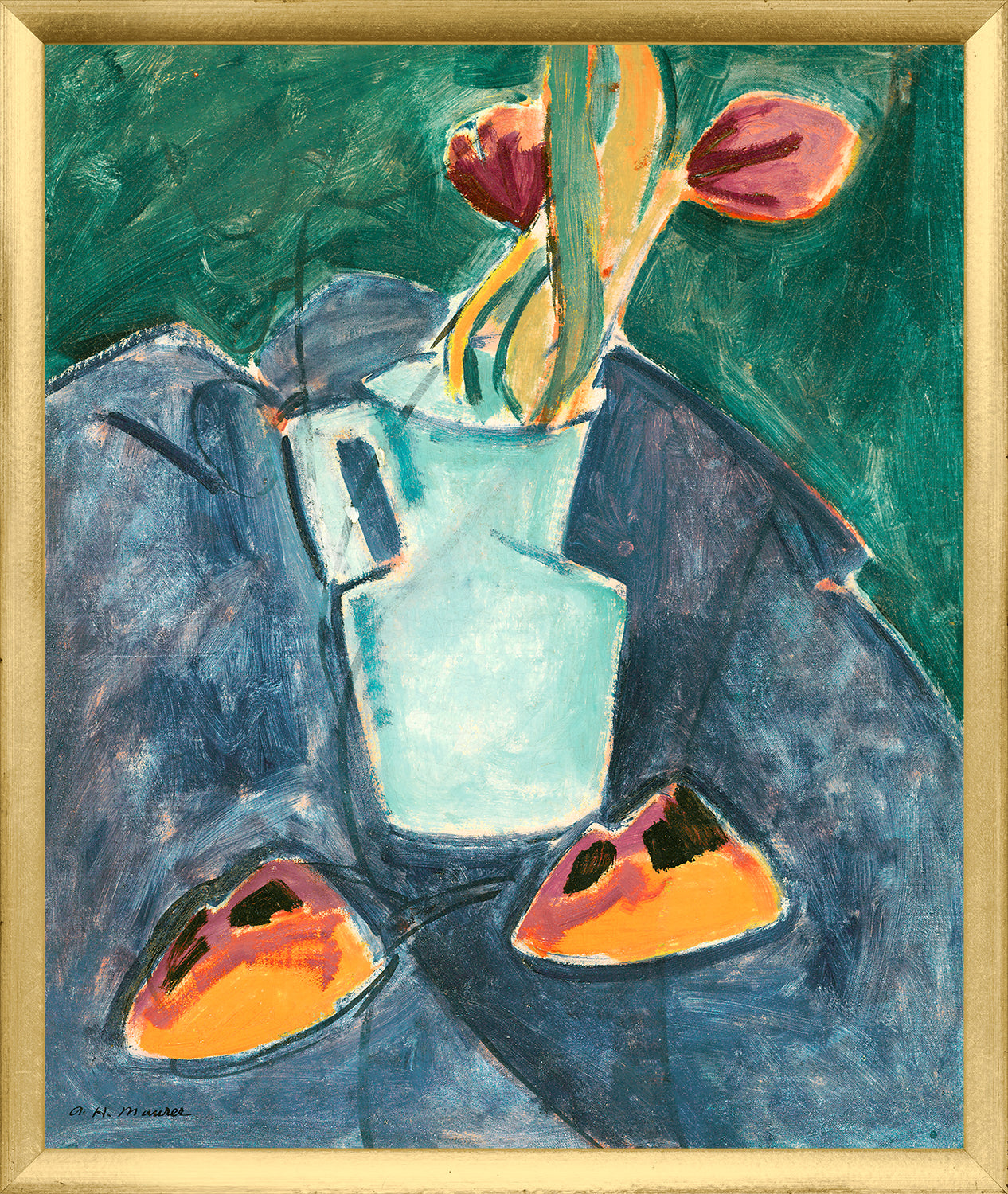 Collection Vintage Tulips In A Blue Vase 1910 framed art print