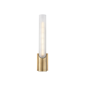 Pylon Wall Sconce 2.75" x 13.75" in aged brass — a Hudson Valley wall sconce for bathrooms, hallways, and living rooms at Laurie Yapp Home.