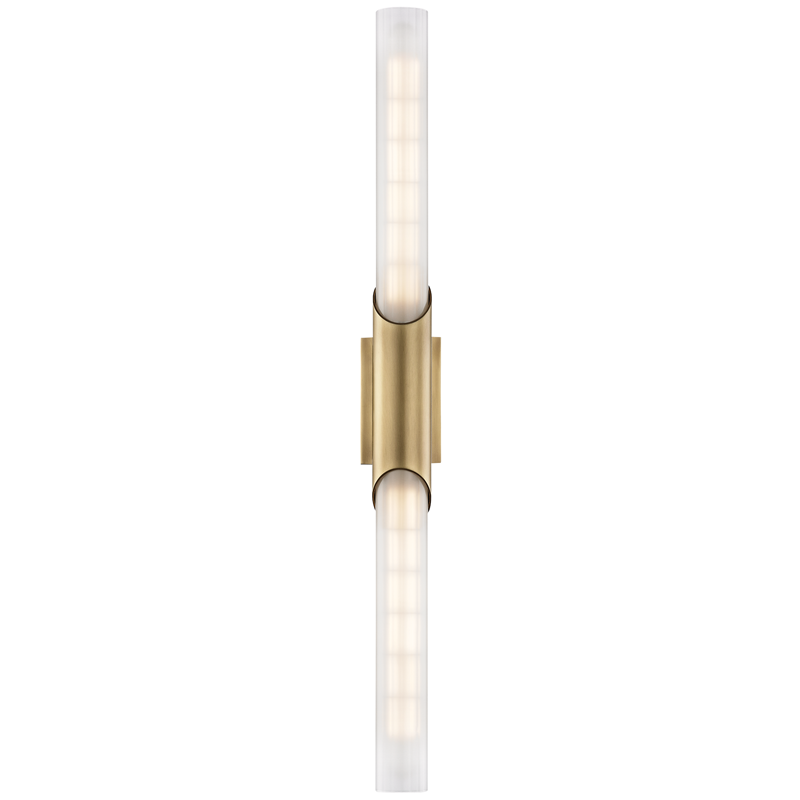 Pylon Wall Sconce 2.75" x 26.25" in aged brass — a Hudson Valley wall sconce for bathrooms, hallways, and living rooms at Laurie Yapp Home.