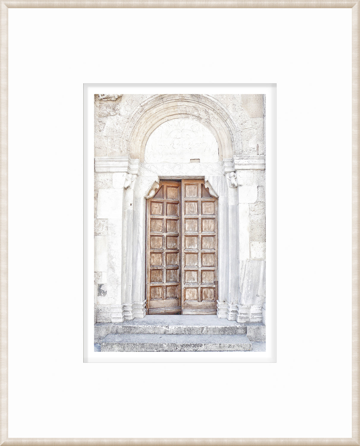 Masonry – Porto, Italy wall art featuring a wooden door with intricate stone archway.