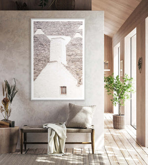 Masonry – Trullo Rooftops wall art displayed in a modern interior with natural lighting.