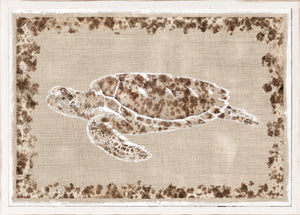 Sea Turtle II wall art featuring a turtle design on a textured beige background.