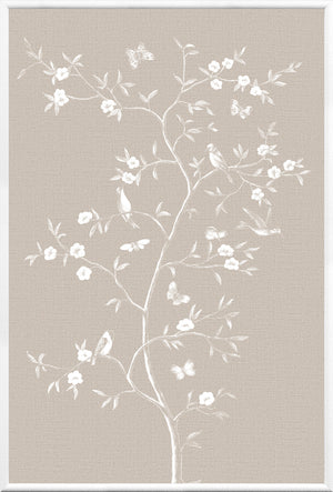 Linen Sanctuary I chinoiserie on linen