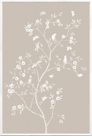 Linen Sanctuary II chinoiserie on linen
