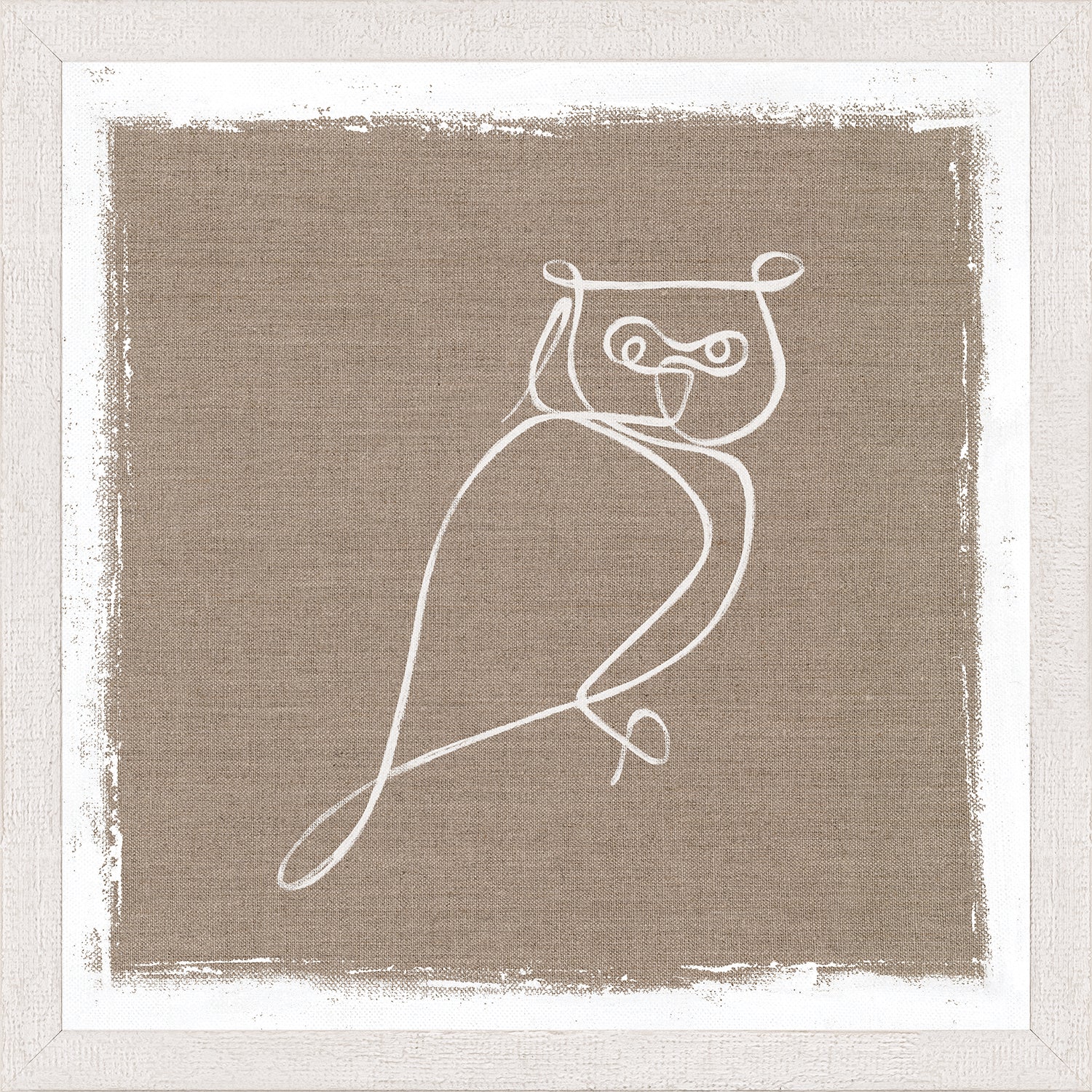 Cottage – One Line Owl — nature and landscape fine art print in neutral tones at Laurie Yapp Home