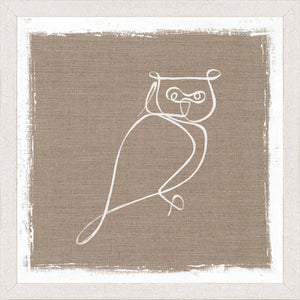 Cottage – One Line Owl — nature and landscape fine art print in neutral tones at Laurie Yapp Home