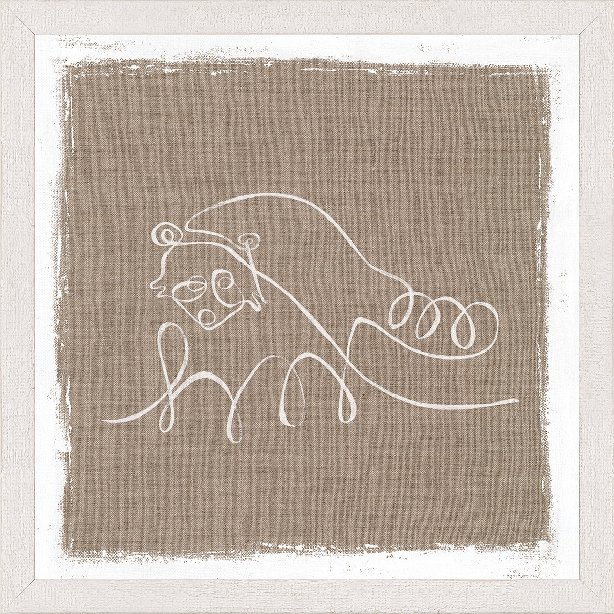 Cottage – One Line Racoon — nature and landscape fine art print in neutral tones at Laurie Yapp Home