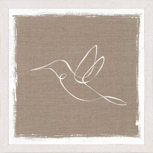 Cottage – One Line Hummingbird — nature and landscape fine art print in neutral tones at Laurie Yapp Home