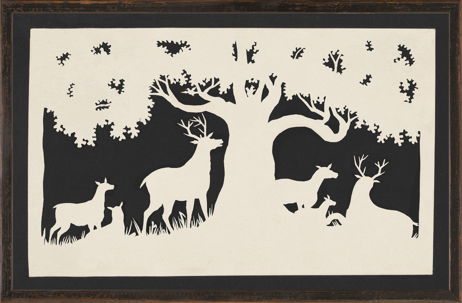 Northern Collection Deer Under A Large Tree C 1850 framed art print