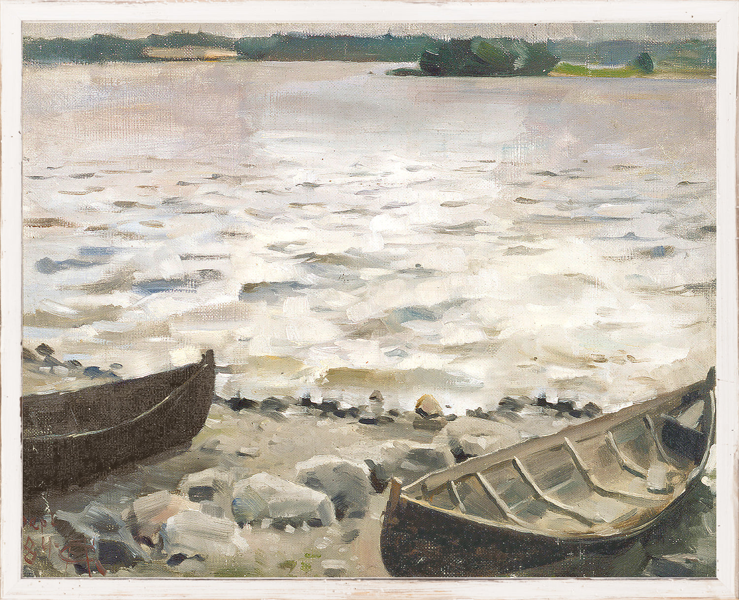 Northern Collection – Boats on the Beach C. 1884 — nature and landscape fine art print in neutral tones at Laurie Yapp Home