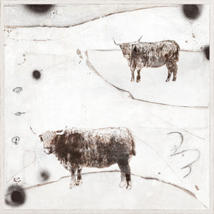 Carousel – Highland Cows — nature and landscape fine art print in neutral tones at Laurie Yapp Home