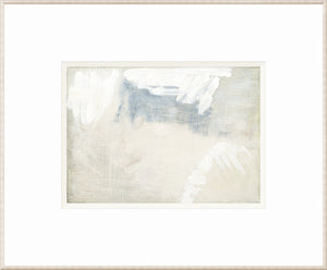 Impressionist View II wall art featuring soft white and blue abstract brush strokes on canvas.