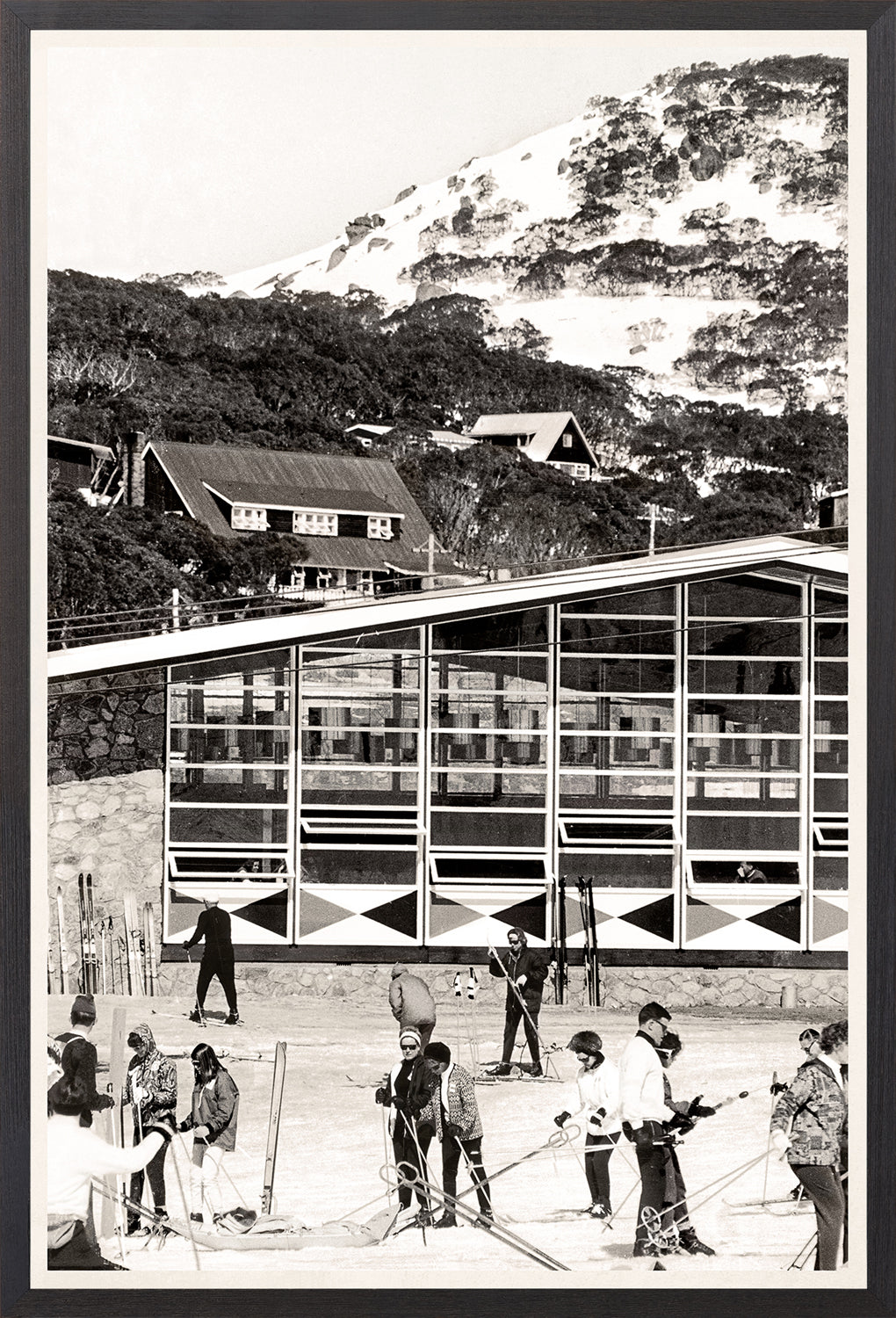 Ski Vacation III, C. 1960 — figurative fine art print shown from another angle