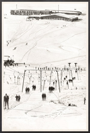 Ski Vacation IV, C. 1960 — figurative fine art print at Laurie Yapp Home
