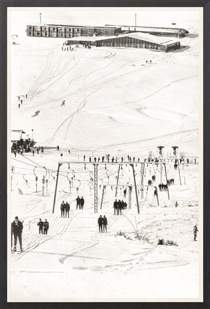 Ski Vacation IV, C. 1960 — figurative fine art print shown from another angle