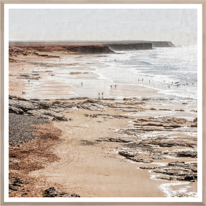 El Cotillo Beach wall art featuring a serene beach scene with waves and rocky shoreline.