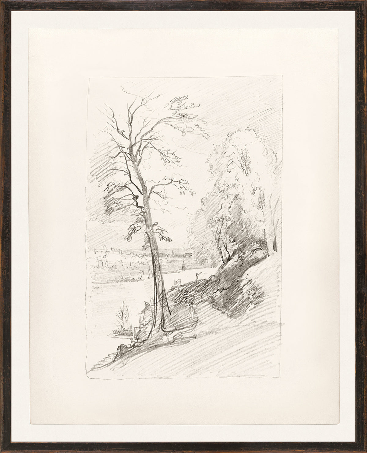 Folio Study – Harbor Town I, C. 1878, pencil sketch of trees and landscape