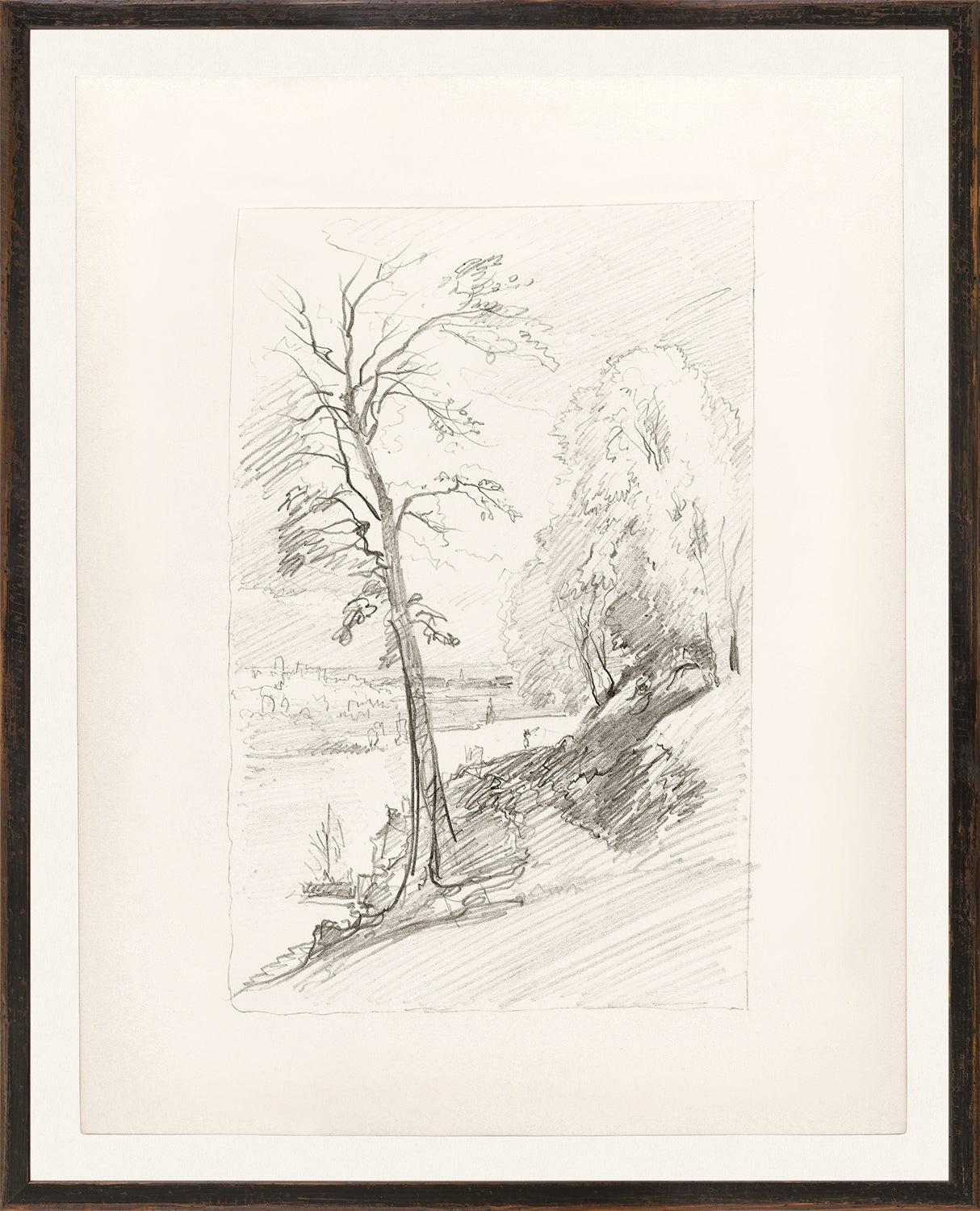 Folio Study – Harbor Town I, C. 1878, pencil sketch of trees and landscape