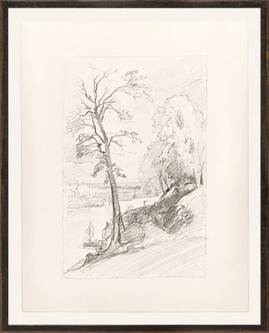 Folio Study – Harbor Town I, C. 1878, pencil sketch of trees and landscape