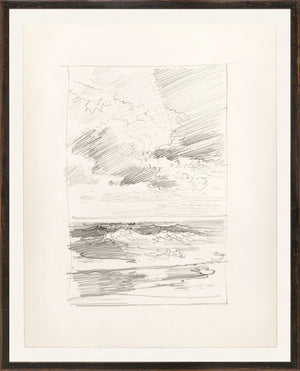 Folio Study – Sea II, C. 1878 by Celadon, pencil sketch of ocean waves and clouds