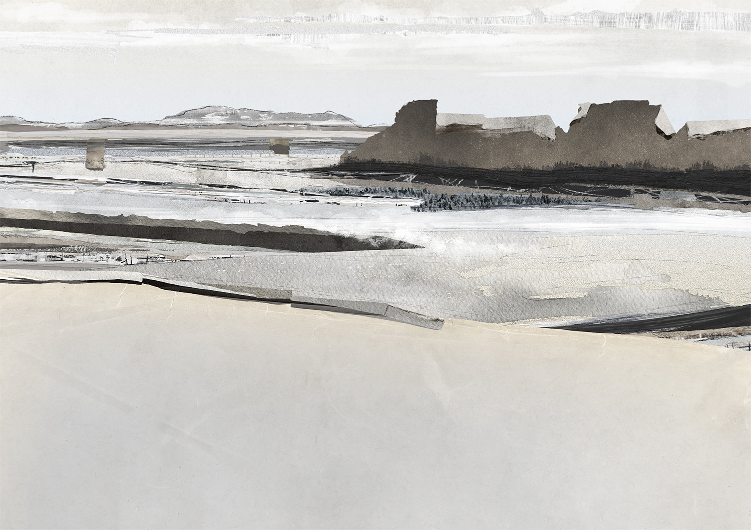 Decoupage Horizon I — nature and landscape fine art print in neutral tones at Laurie Yapp Home