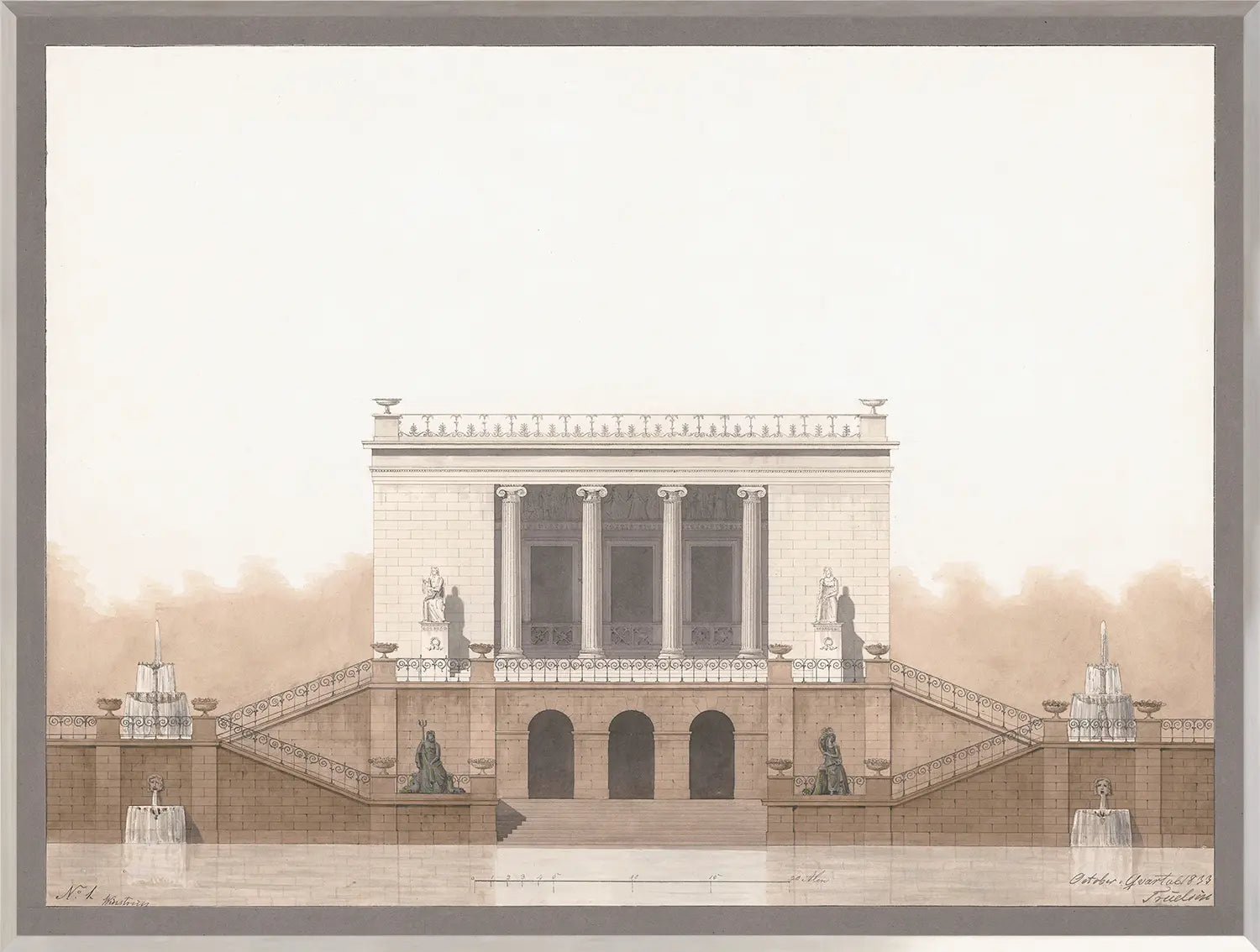 front view of Italian Villa Facade I, C. 1838 luxury Artwork