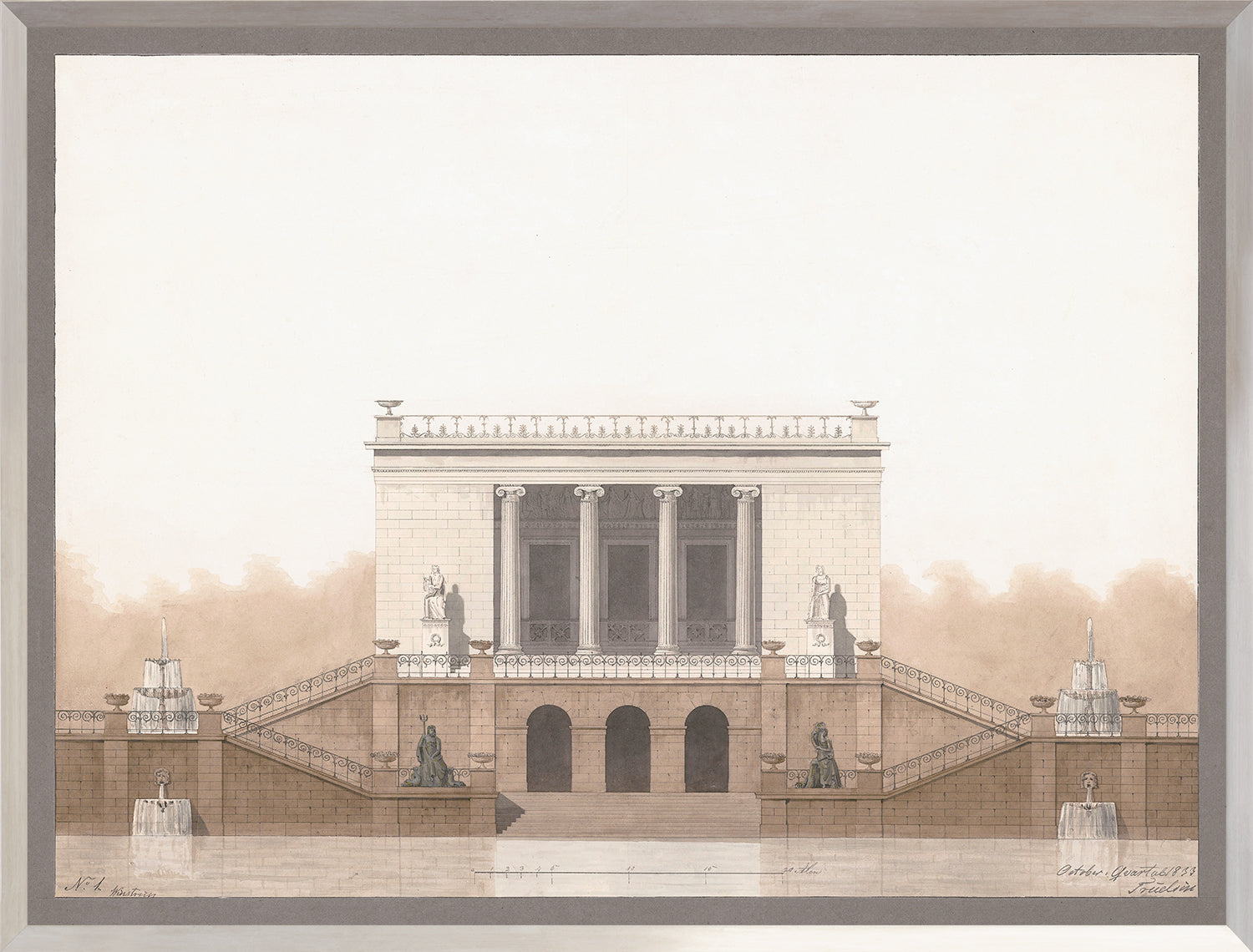 front view of Italian Villa Facade I, C. 1838 luxury Artwork