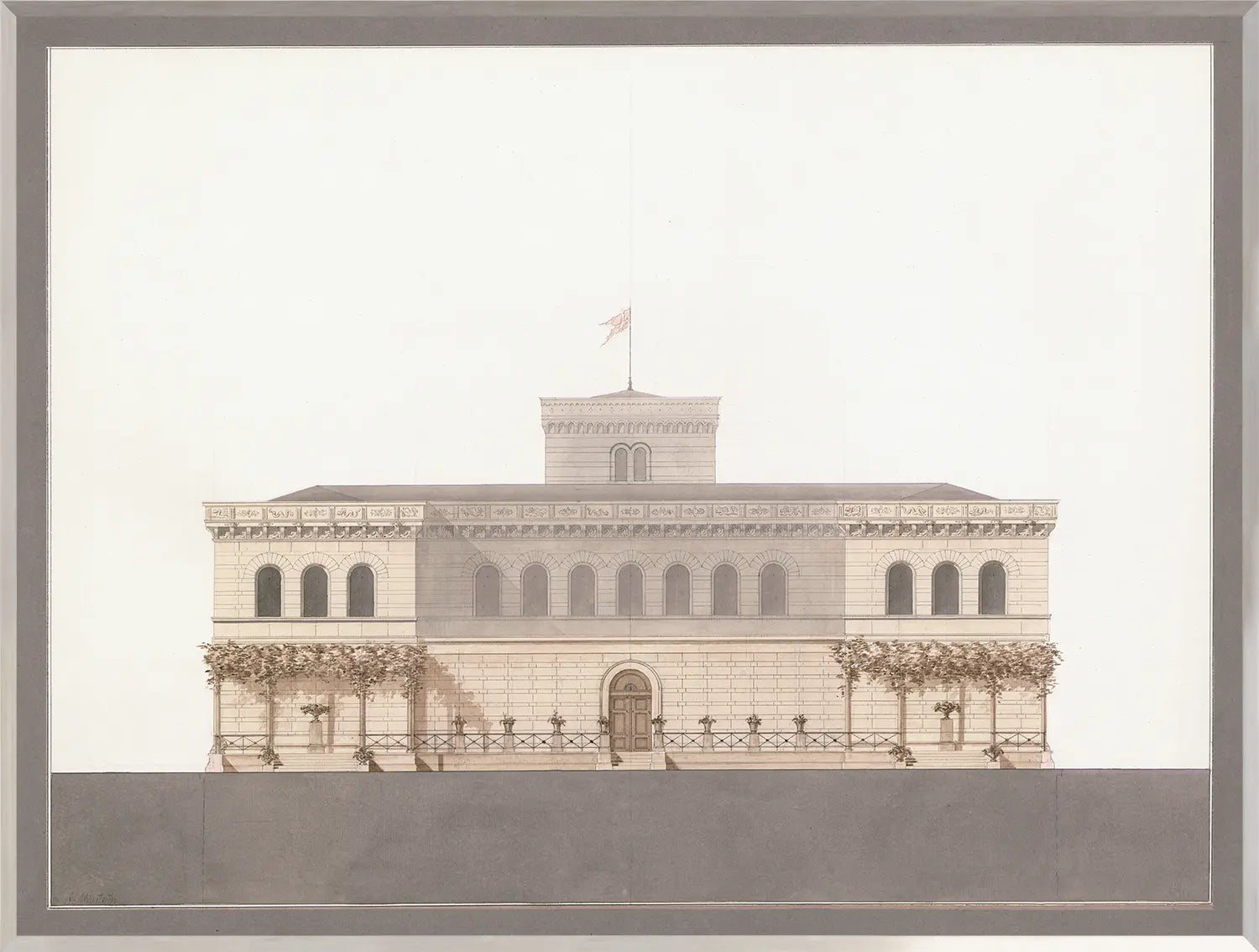 front view of Italian Villa Facade II, C. 1838 luxury Artwork