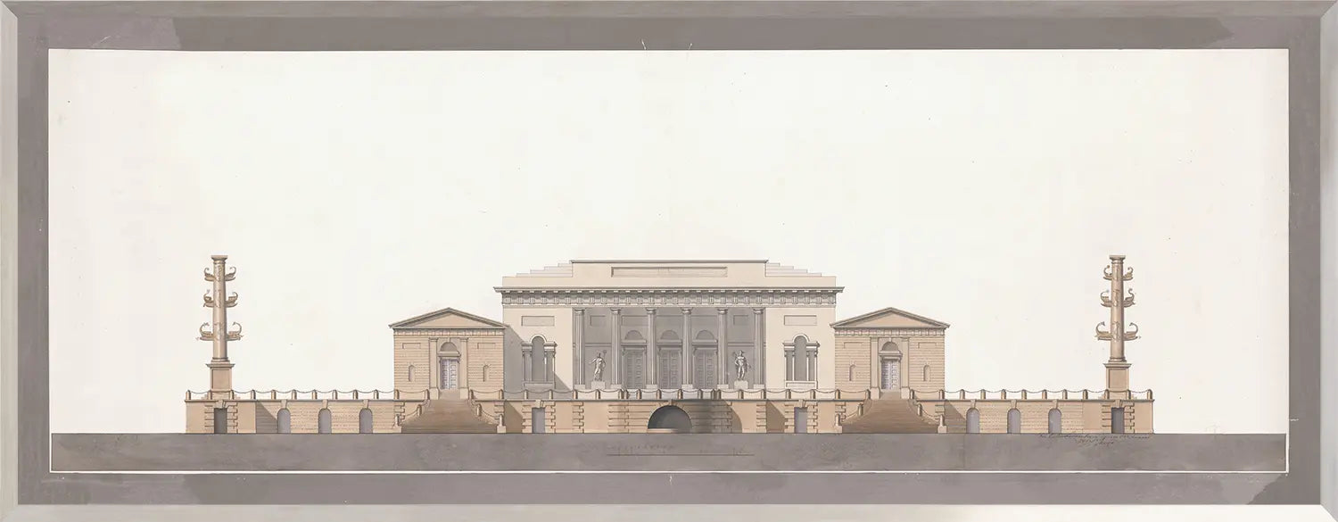 front view of Italian Villa Facade III, C. 1838 luxury Artwork