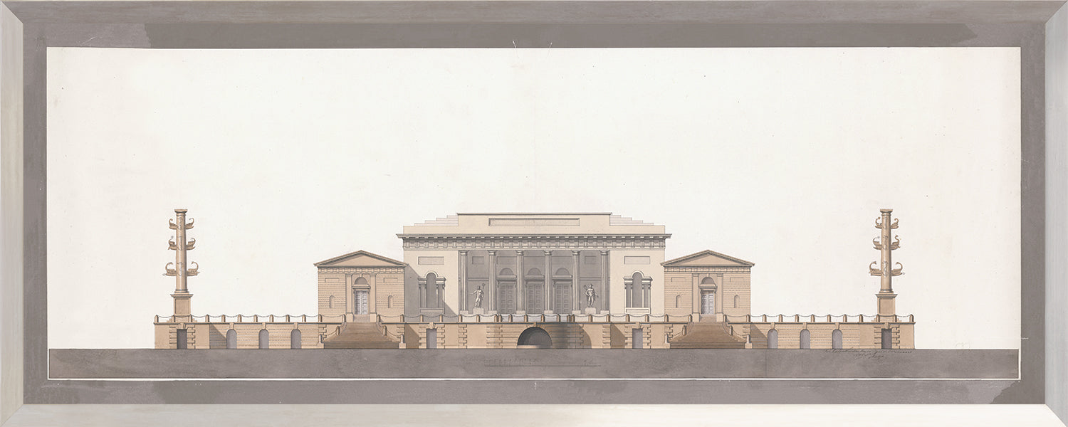 front view of Italian Villa Facade III, C. 1838 luxury Artwork