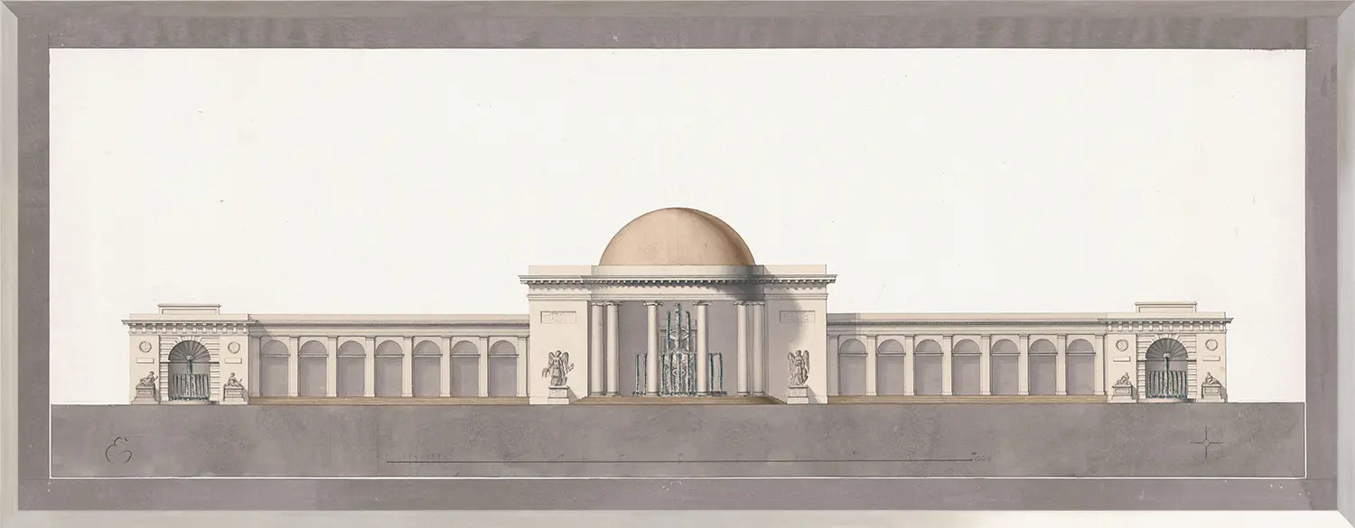 front view of Italian Villa Facade IV, C. 1838 luxury Artwork
