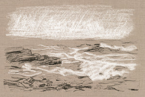 Plein Air Seascape I — nature and landscape fine art print in neutral tones at Laurie Yapp Home