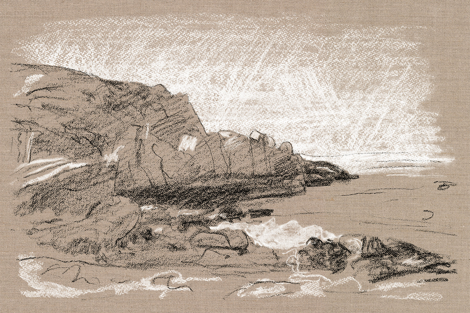 Plein Air Seascape III — nature and landscape fine art print in neutral tones at Laurie Yapp Home