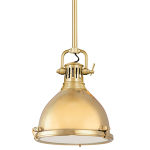 Pelham Pendant 10.5" in aged brass — a Hudson Valley pendant for kitchens, entries, and dining rooms at Laurie Yapp Home.