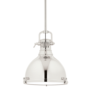 Pelham Pendant 14" in polished nickel shown from a second angle to highlight the shade shape and metal detail.