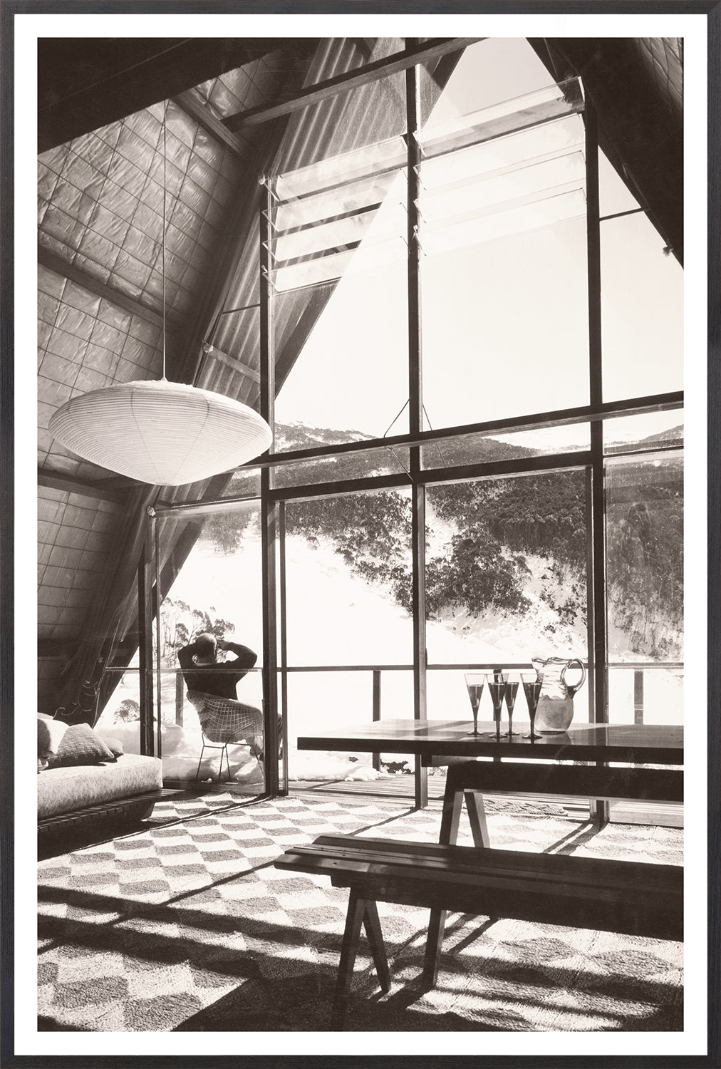 Ski Lodge Interior C 1966 framed art print
