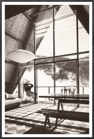Ski Lodge Interior C 1966 framed art print